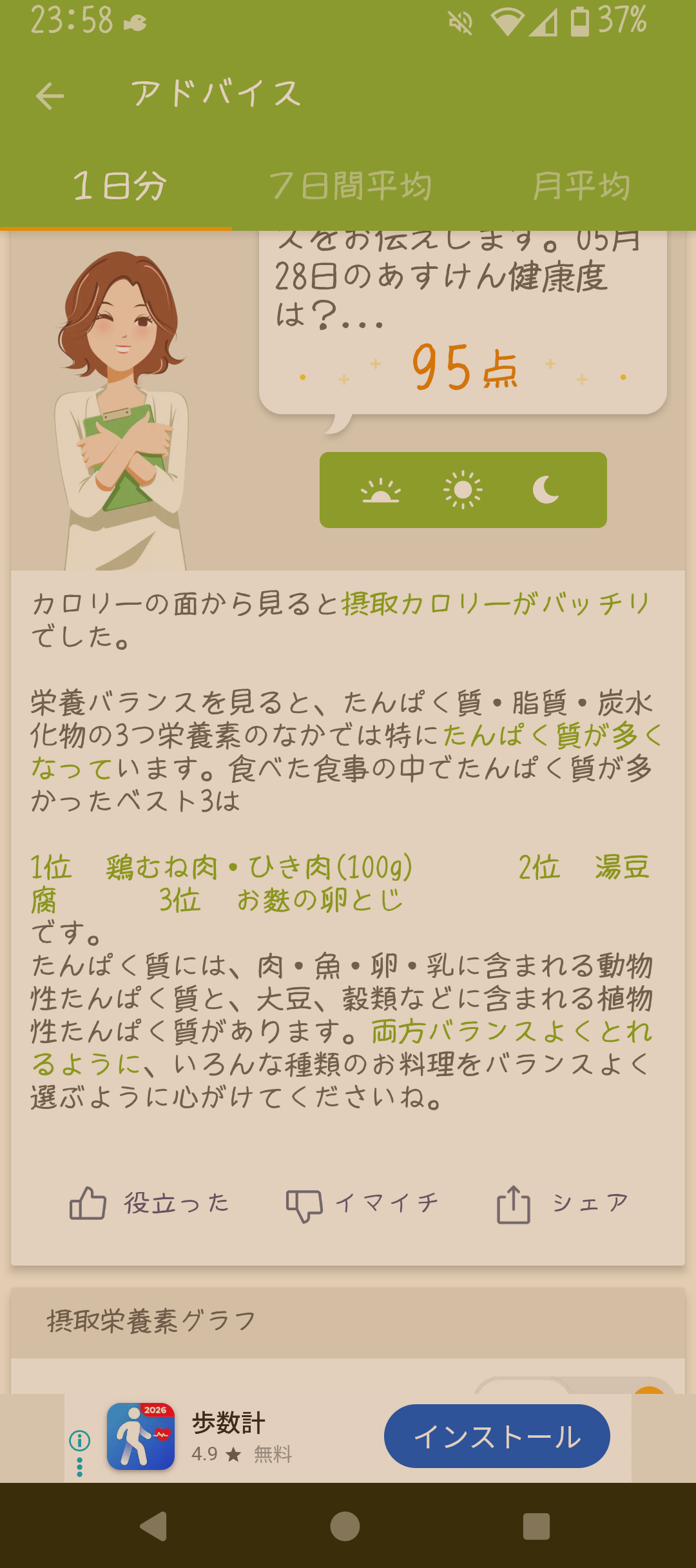 スレッドヘッダー画像: 見てー！あすけん95点やった！！